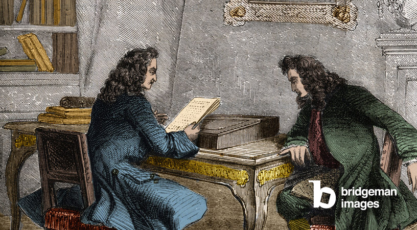 Pierre Corneille lisant le "Cid" à son frère Thomas Corneille avant de se rendre chez Anne "Ninon" de l'Enclos