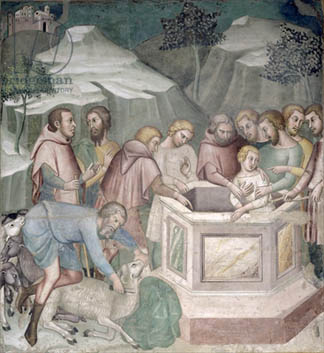 Joseph Thrown in a Well by his Brothers, 1356-67 (fresco), Bartolo di Fredi, also Manfredi de Battilori (1330-1410) / Collegiata, San Gimignano, Italy / Alinari