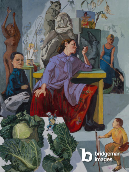 Painting of Paula Rego in her studio