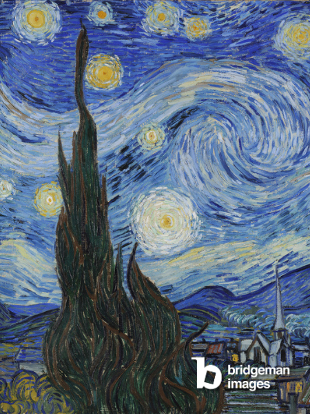 Sternennacht, Gemälde von Vincent van Gogh in Blautönen