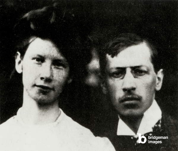 Image d'Igor Stravinsky avec sa femme Catherine en 1907