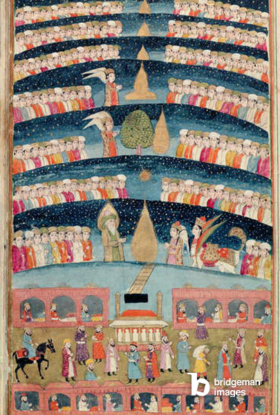 Le paradis de Mahomet, miniature de "L'histoire de Mahomet"
