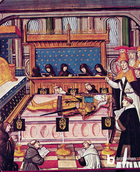 Image de la mort de Charlemagne en 814 