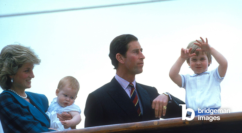 Princess Diana and Prince Charles (future King Charles II) with their children in 1985