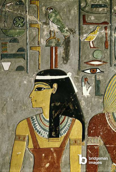 Image de l'Antiquité égyptienne : Déesse Nephtys (Nephtys ou Neftis) peinte sur la tombe d'Horemheb, Vallée des Rois, Thèbes, Égypte