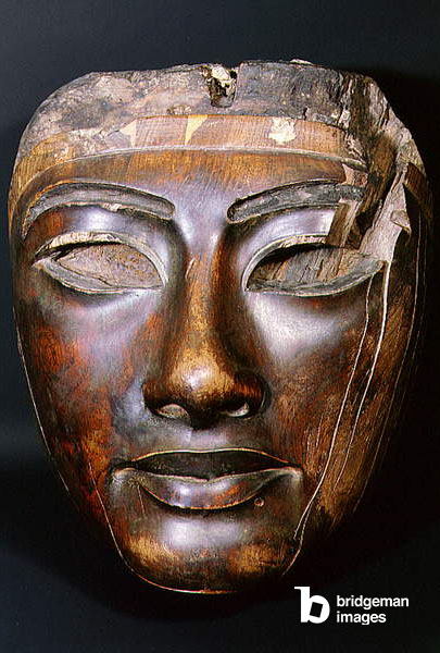 Image du masque de cercueil en bois, Pays d'origine : Égypte Culture : Ancienne Égypte Date/Période : Nouvel Empire Taille du matériau : bois / British Museum, Londres