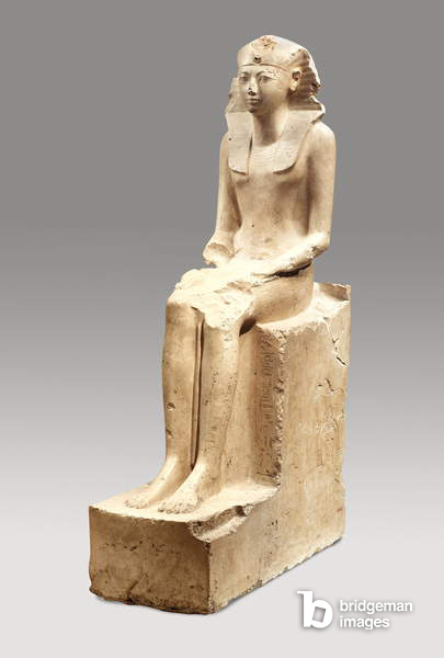 Image de Statue assise d'Hatchepsout, vers 1479-58 av. J.-C. (calcaire induré, peinture), 18e dynastie égyptienne (vers 1567-1320 av. J.-C.) / égyptienne, Metropolitan Museum of Art, New York, États-Unis