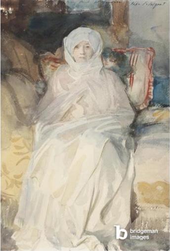 Mrs Gardner in White, watercolour on paper, painting by John Singer Sargent held at the Isabella Stewart Gardner Museum 