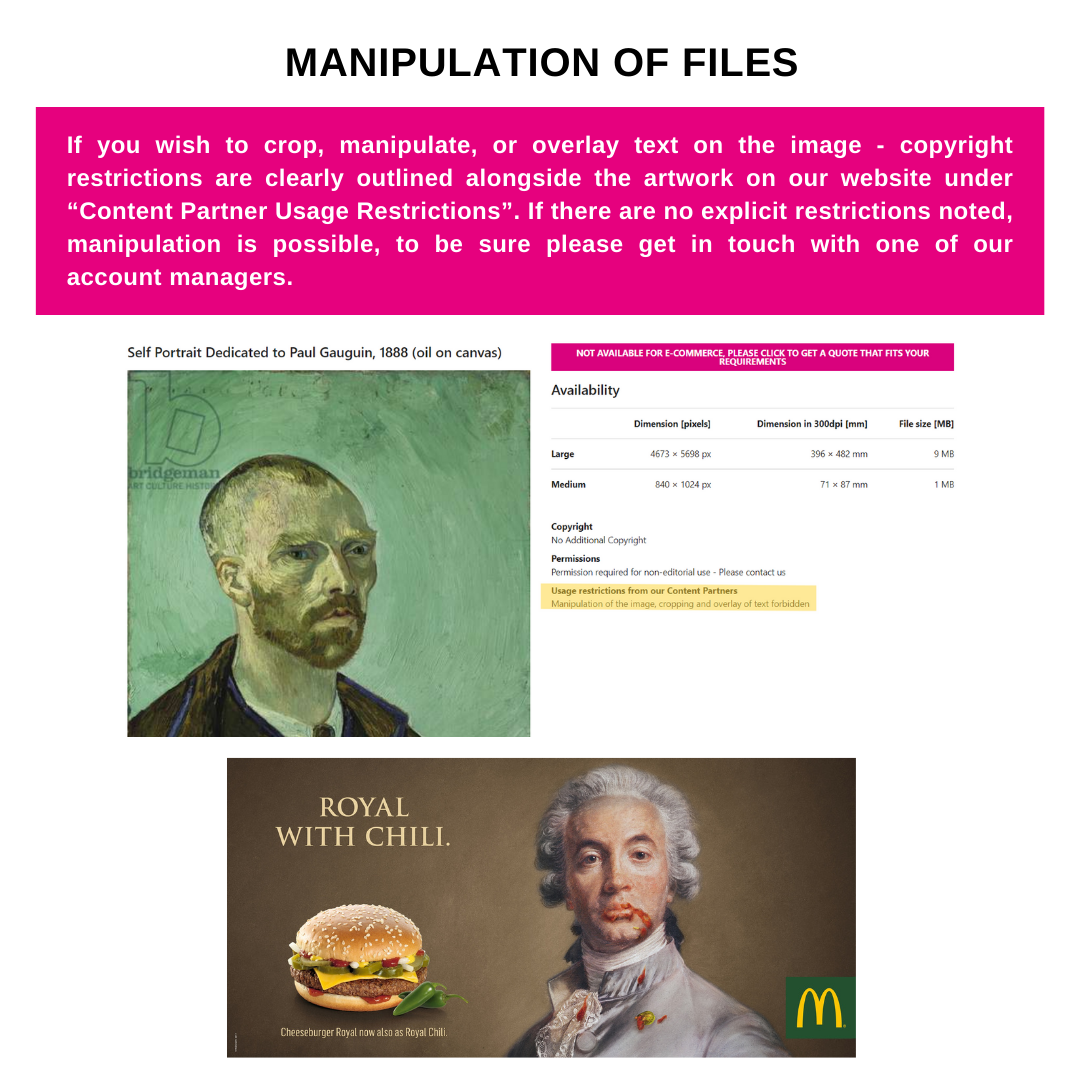 Manipulation of Files, Text Overlay, Cropping of Images, Copyright Restrictions
