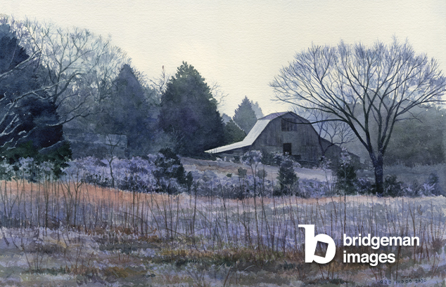 Frosty Morning, 2020 (w/c on paper), Rob Wood (b.1946) / Private Collection / © Rob Wood. All Rights Reserved 2022 / Bridgeman Images