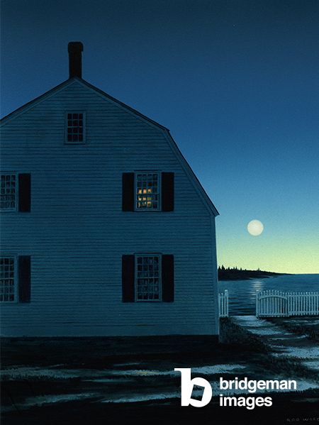 Waiting for the Moon (acrylic on board), Rob Wood (b.1946) / Private Collection / © Rob Wood. All Rights Reserved 2022 / Bridgeman Images