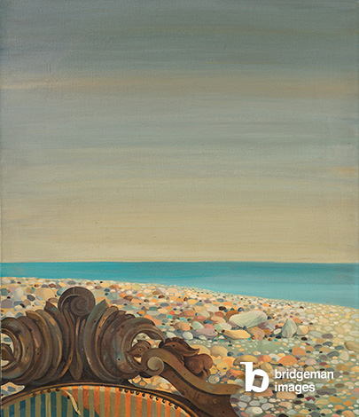Poltrona sulla spiaggia, 1975 (olio su tela) © Archivio Donatella Merlo/Foto Studio Gonella. All rights reserved 2022 / Bridgeman Images
