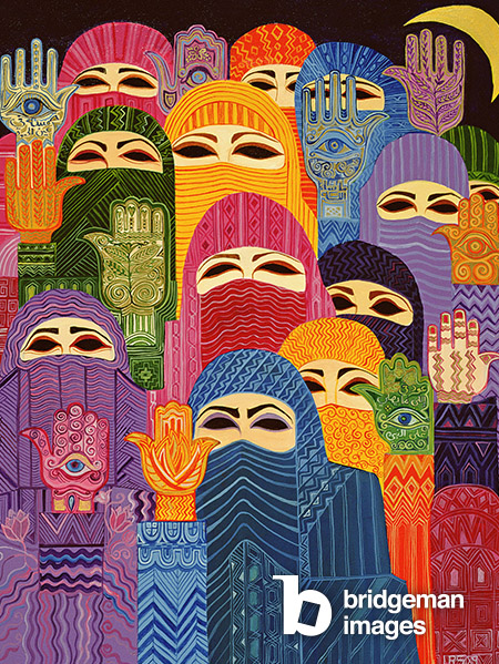 The Hands of Fatima, 1989 (oil on canvas), Shawa, Laila (b.1940)  Private Collection  © Laila Shawa. All Rights Reserved 2023  Bridgeman Images