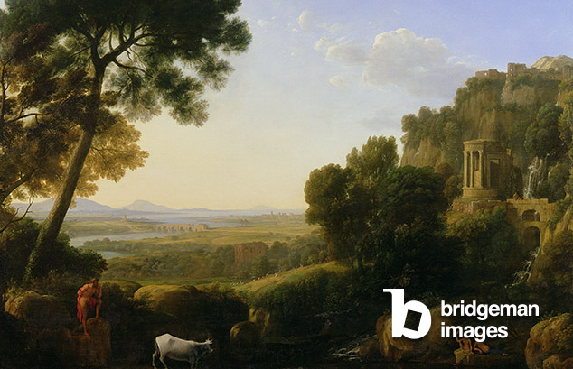 A Sunset or Landscape with Argus Guarding Io (oil on canvas), Claude Lorrain (Claude Gellee) (1600-82) / Holkham Hall & Estate, Norfolk, England / By kind permission of the Earl of Leicester and the Trustees of the Holkham Estate / Bridgeman Images