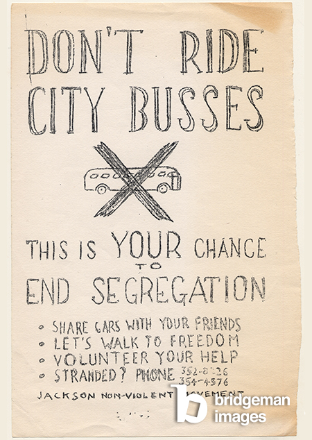 Don't Ride City Busses, c.1960 (b/w flyer) /  Courtesy of the Amistad Research Center, New Orleans, LA / Bridgeman Images