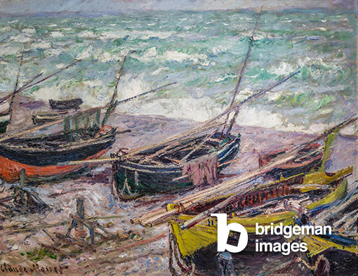 Fishing Boats at Étretat, 1885 (oil on canvas), Claude Monet,  (1840-1926) / Seattle Art Museum, Seattle, USA / Bridgeman Images