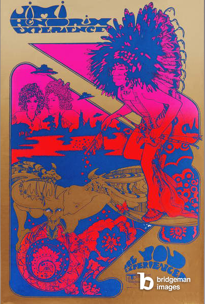 Jimi Hendrix Tracks, Hapshash and the Coloured Coat (fl.1967-69) / Private Collection / © Hapshash and the Coloured Coat / Bridgeman Images