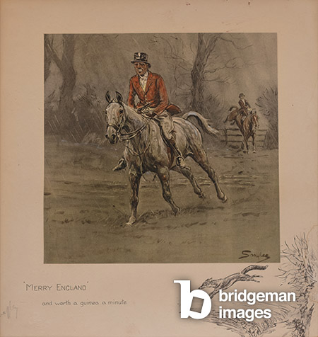 Merry England and Worth a Guineau a Minute, c.1920 (Signed lithograph), Charles Johnson Payne, ("Snaffles") (1884-1967) / The Queen's Royal Hussars, Tidworth, England / © The Queen's Royal Hussars Regimental Charity / Bridgeman Images