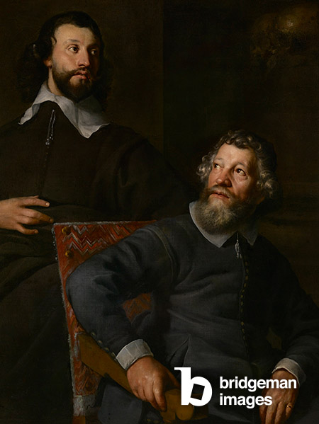 Portrait of two gentlemen, called Nicholas Stone and his son (oil on canvas), William Dobson,  (1611-46) (attr. to) / Collection of the Duke of Northumberland, Alnwick Castle, Alnwick, Northumberland / © Collection of the Duke of Northumberland / Bridgeman Images