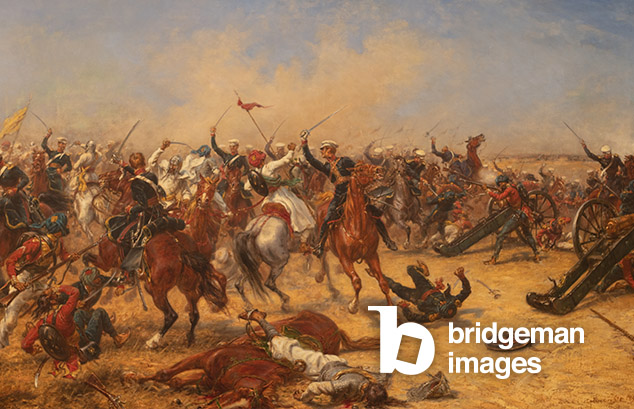 The Battle Of Moodkee 18th December 1845, c.1890 (Oil on canvas), Ernest Crofts, (1847-1911) / The Queen's Royal Hussars, Tidworth, England / © The Queen's Royal Hussars Regimental Charity / Bridgeman Images