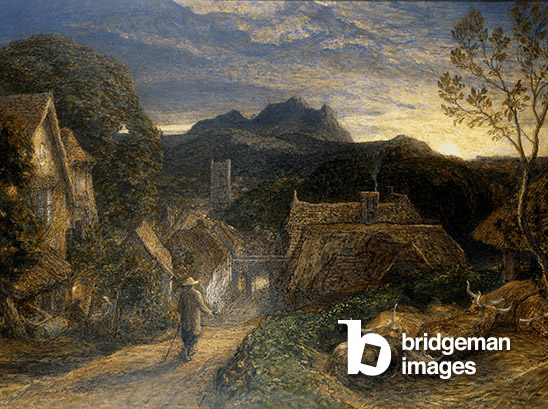 The Bellman (w/c & bodycolour on board), Samuel Palmer,  (1805-81) / The Devonshire Collections, Chatsworth / Reproduced by permission of Chatsworth Settlement Trustees / Bridgeman Images
