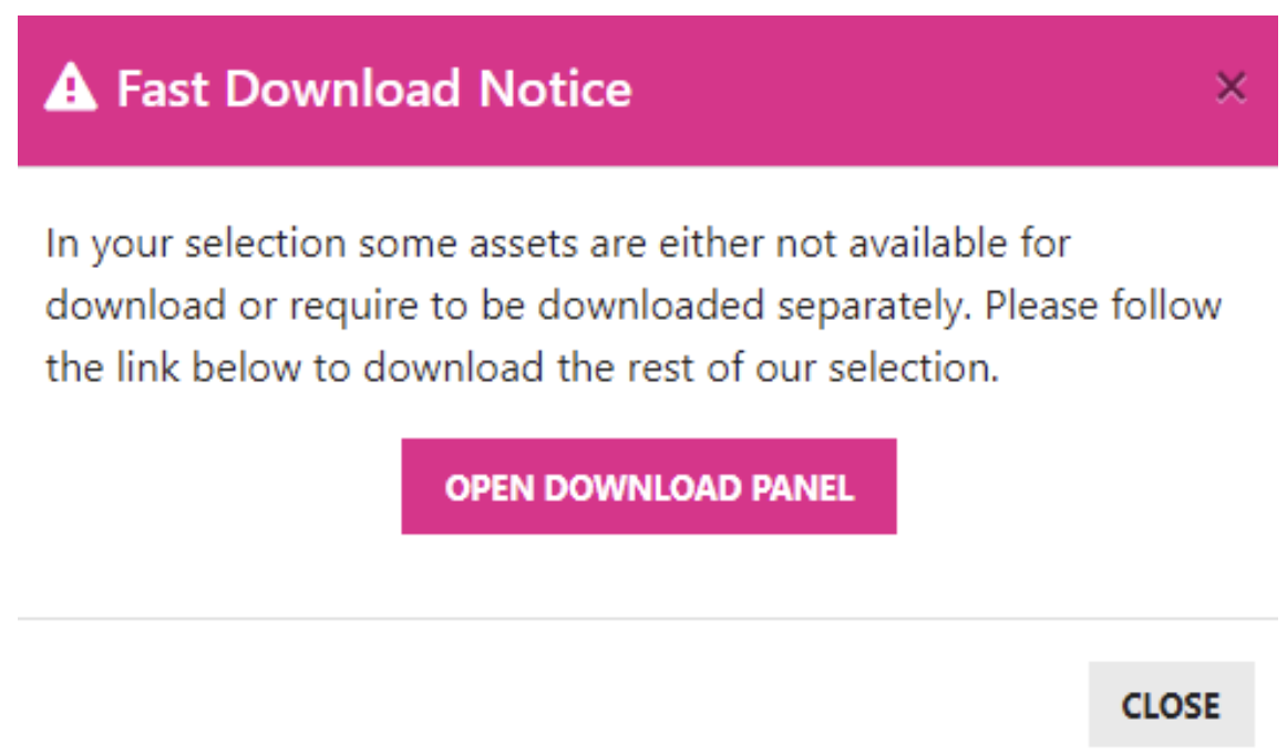 Fast Download Notice message