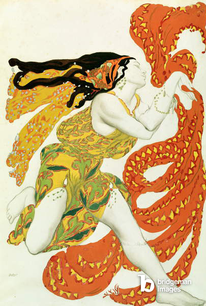 Costume pour une bacchante dans 'Narcisse' de Tcherepnin, 1911 (crayon et encre sur papier) / Bridgeman Images 