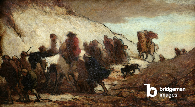 Werk von Honoré Daumier, das Menschen auf der Flucht zeigt