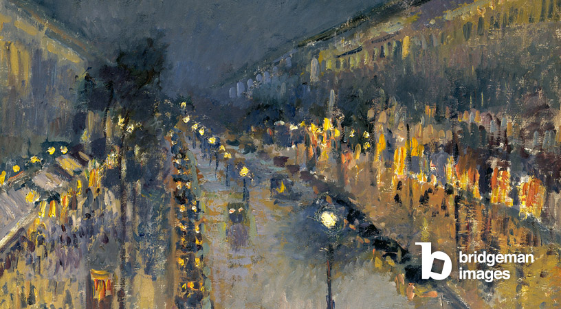 Le boulevard Montmartre la nuit, par Camille Pissarro