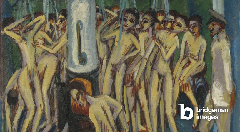 Artiglieri sotto la doccia, 1915, oper di Kirchner, espressionismo