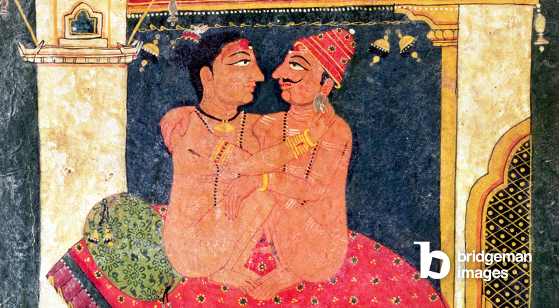 Lovers, from the 'Science of Erotics', 'the Kama-Sutra', Himachal Pradesh, Pahari School
