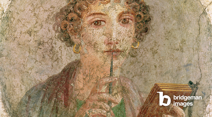 Fresko, das ein Porträt eines jungen Mädchens aus Pompeji zeigt