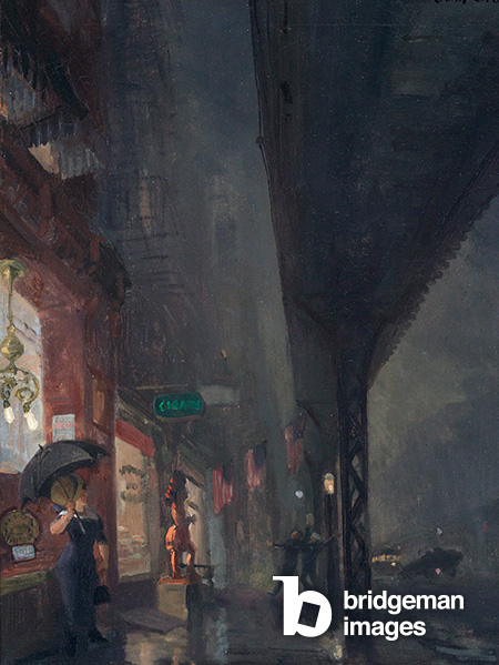 Wet Night on the Bowery, 1928 (oil on canvas), Sloan, John (1871-1951) / Delaware Art Museum, Wilmington, USA / © Delaware Art Museum / Gift of the John Sloan Memorial Fund / Bridgeman Images