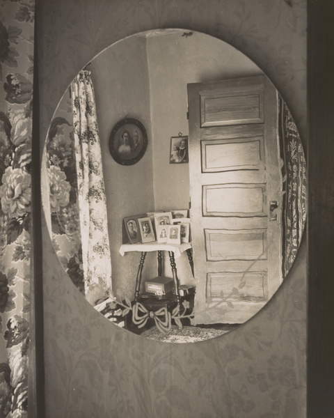 image of the artwork Reflection in Oval Mirror, from The Home Place, 1947 (gelatin silver print), Wright Morris (1910-98) / San Francisco Museum of Modern Art (SFMOMA), CA, USA / San Francisco Museum of Modern Art / Bridgeman Images