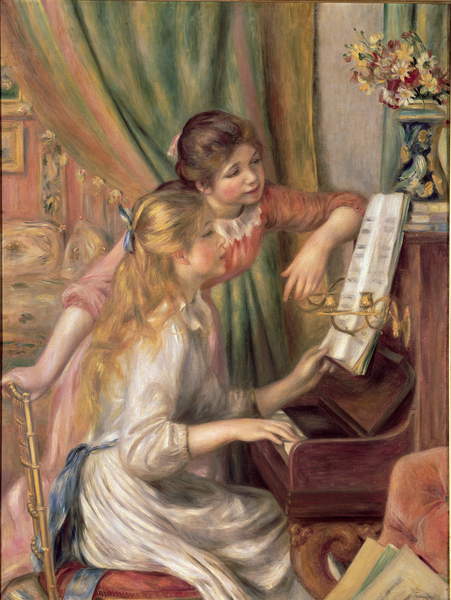 Young Girls at the Piano, 1892 (oil on canvas) Pierre Auguste Renoir (1841-1919) / Musee d'Orsay, Paris, France / Bridgeman Images