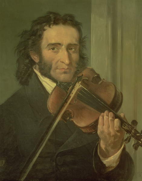 Ritratto di Niccolo Paganini (1782-1840) (olio su tela), Scuola Italiana, (XIX secolo) / Conservatorio di San Pietro, Napoli, Italia / Bridgeman Images