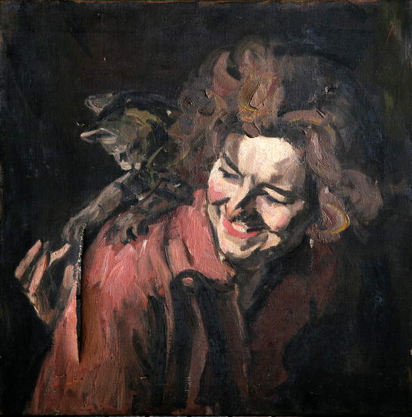 Unbekannt (Frau spielt mit einer Katze), 1925 (Öl auf Leinwand), Evan Walters, (1893-1951) / Glynn Vivian Art Gallery, Swansea, Wales / Bridgeman Images