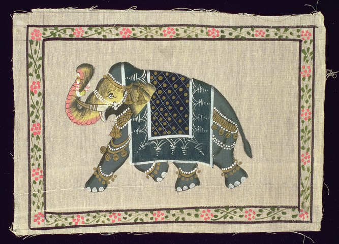 image of An Indian elephant, (painting on silk) / Private Collection / The Bridgeman Art Library