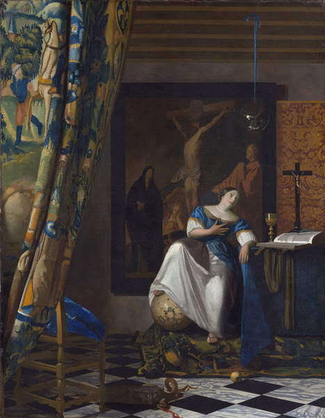 Image of the painting Allegory of Faith - Painting by Johannes Vermeer (Vermeer de Delft) (1632-1675), Oil on canvas, 1670-1674 / Metropolitan Museum of Art, New York, USA / Stefano Bianchetti / Bridgeman Images