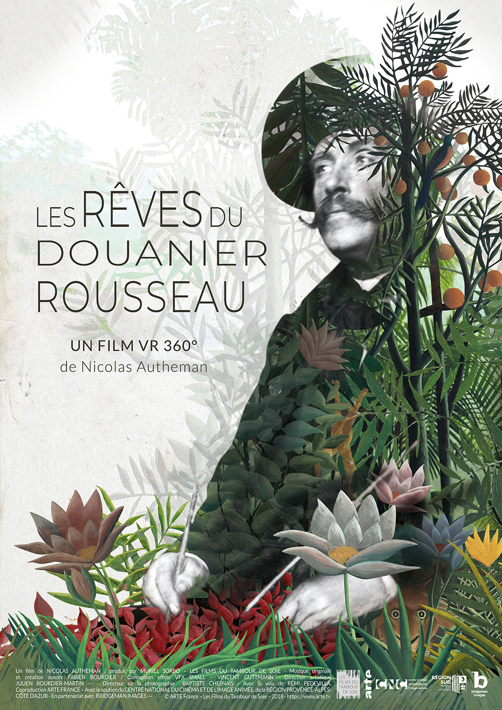 Poster for the short film Les Rêves du Douanier Rousseau, produced by Les Films Du Tambour De Soie,  including Bridgeman images logo (bottom right)