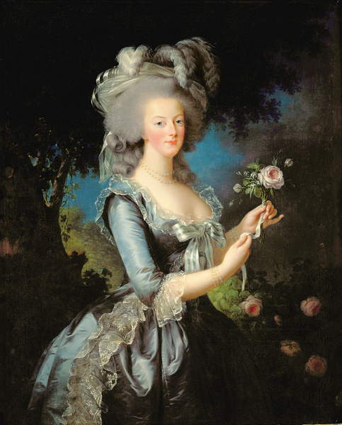 foto del dipinto Maria Antonietta con una rosa, 1783 (olio su tela), Elisabeth Louise Vigee-Lebrun, (1755-1842) / Chateau de Versailles, Francia / Bridgeman Images