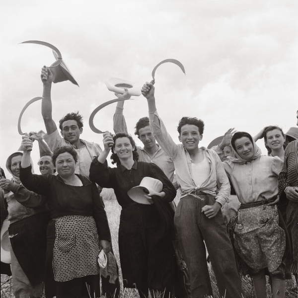 Agricultural workers in Ferrara, Emilia-Romagna, Italy, c.1954 (b/w photo) / Fototeca Gilardi / Bridgeman Images