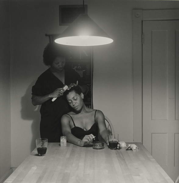 image of the photograph: Untitled, from The Kitchen Table Series, 1990 (gelatin silver print), Carrie Mae Weems, (b.1953) / San Francisco Museum of Modern Art (SFMOMA), CA, USA / San Francisco Museum of Modern Art / Bridgeman Images