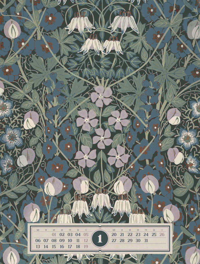 gif image showing A selection of pages featuring work by William Morris, Harry Wearne and William Kilburn
