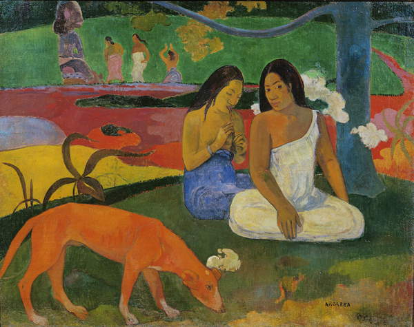 Arearea (The Red Dog), 1892 (oil on canvas) Paul Gauguin (1848-1903) / Musee d'Orsay, Paris, France / Bridgeman Images