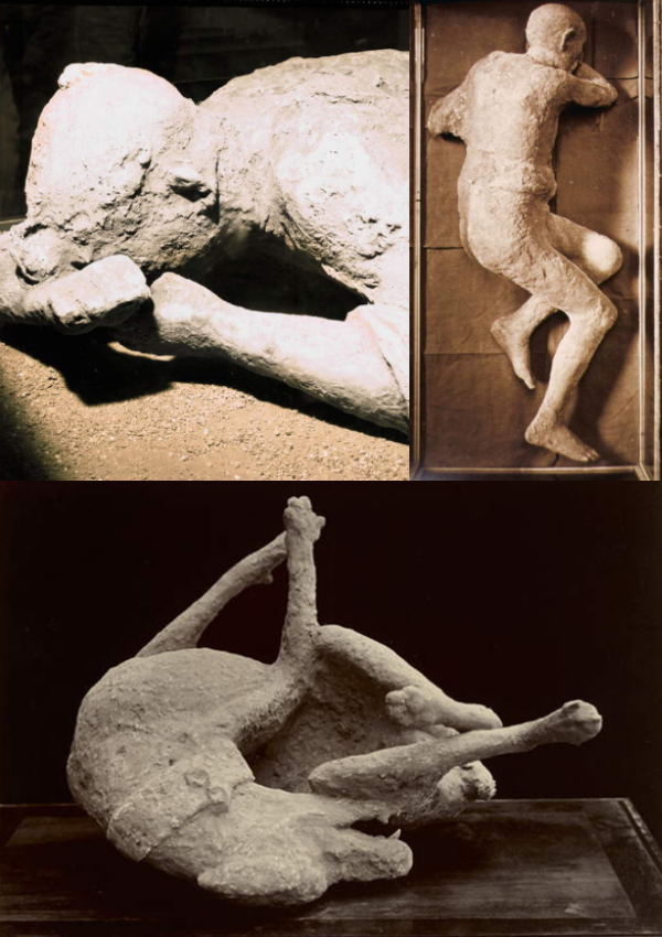  Montage of Ancient Pompeii images and photos of victims of the Mount Vesuvius eruption in 79 A.D.