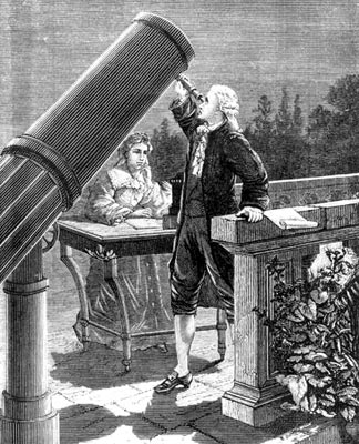 « William Herschel découvre la planète Uranus », gravure, école française (XVIIIe siècle).