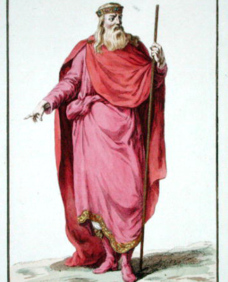 Clovis I, roi des Francs, extrait du Recueil des Estampes, représentant les Rangs et les Dignités, suivant le Costume de toutes les Nations existantes, publié en 1780, Pierre Duflos