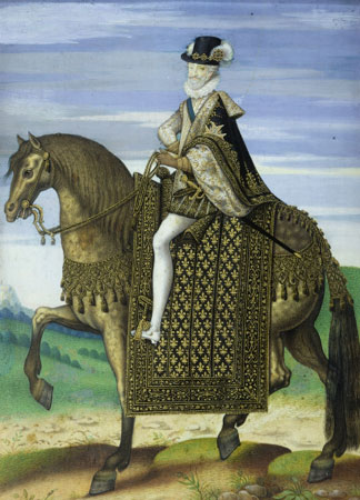 Portrait Equestre d’Henri IV, gouache sur papier, Ecole française