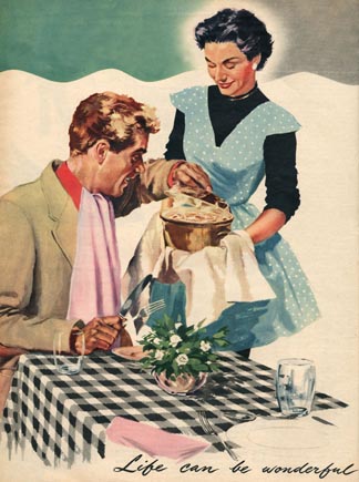 Magazine illustration, 1954, English School, (20th century) Private Collection / The Advertising Archives / Bridgeman